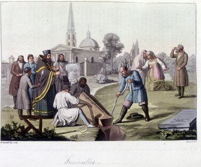 Funérailles selon le rite orthodoxe en Russie - dans « Le Costume ancien et moderne » - Unknown artist