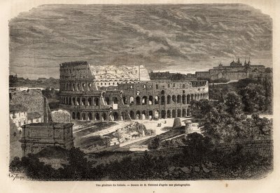 Vue générale du Colisée, à Rome, amphithéâtre Flavien achevé en 80, sous le règne de l