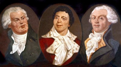 Georges Jacques Danton, Jean Paul Marat et Maximilien de Robespierre, trois figures principales de la Révolution française - Unknown artist