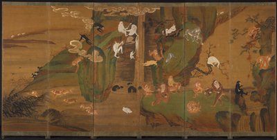 Gibbons dans un paysage - Unknown artist