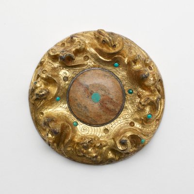 Plaque en bronze doré avec des animaux dans un paysage - Unknown artist