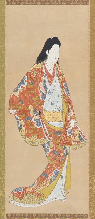 Fille en robe orange vermillon - Unknown artist