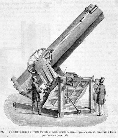 Télescope à miroir de verre par Léon Foucault, monté équatorialement, construit à Paris par Secrétan - dans « Les merveilles de la science » par Louis Figuier - Unknown artist