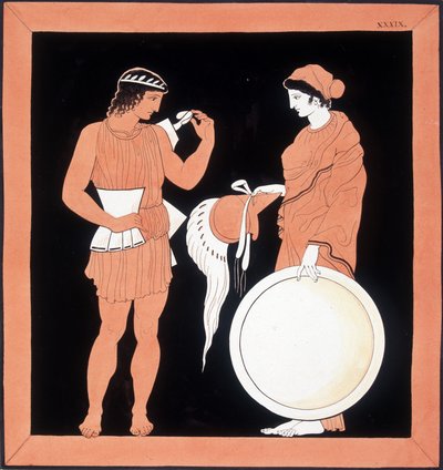Mythologie grecque : Andromaque présente les armes à son mari - Unknown artist