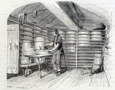 Fromagerie de Gruyère dans un chalet suisse (lavage de la croûte) - dans « Les merveilles de l