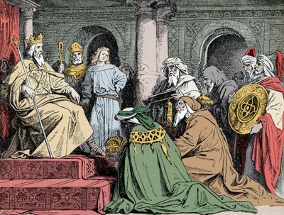 Présents de Harun al-Rachid - Les ambassadeurs du calife abbasside Haroun ar-Rachid (763-809) offrent leurs présents à Charlemagne (742-814), vers 802 - Unknown artist