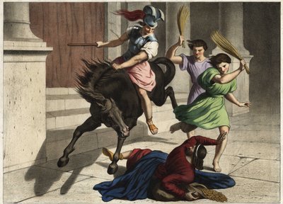 Héliodore (Héliodoros) chassé du temple : sur ordre de son souverain, il a tenté en vain de s
