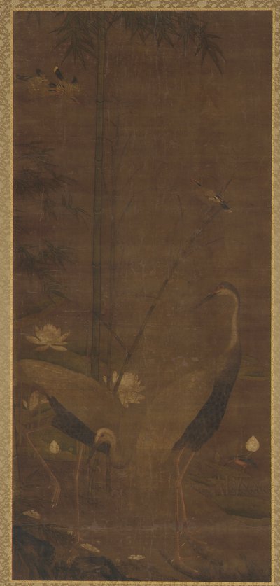 Hérons, lotus et bambou - Unknown artist