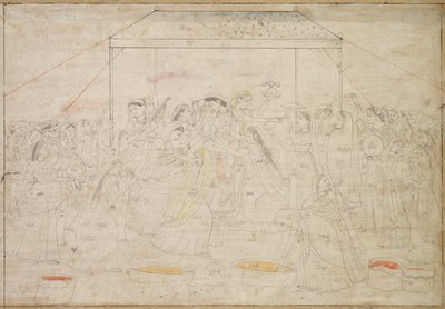 Dieu hindou Krishna habillé en vêtements de femme pour le festival de printemps Holi - Unknown artist