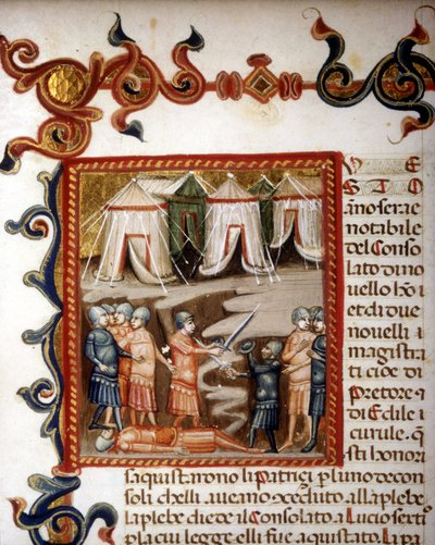 Historiae romanae decades (groupes de 10 livres) par Tite-Live (Titus Livius). Miniature représentant la conquête romaine. XIVe siècle. - Unknown artist