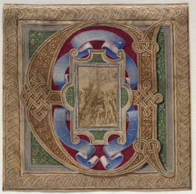 Initiale historiée (E) extraite du Missel Colonna : Le Martyre de Saint Étienne - Unknown artist
