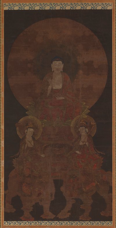 Bouddha historique Shakyamuni avec les bodhisattvas Fugen (Samantabhadra) et Monju (Manjushri) - Unknown artist