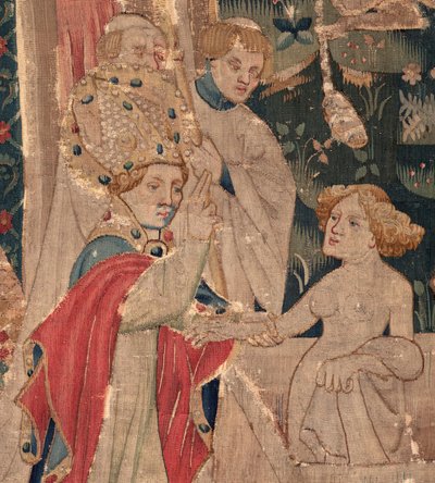 Histoire de Saint Piat et Saint Eleuthère, Scène 12: La résurrection de la fille du tribun (Comment Jehsucrist reclama le bon saint et ressuscita par chy la fille de tribun present son père et le commun). (détail). - Unknown artist