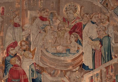 Histoire de Saint Piat et Saint Éleuthère, Scène 6 (détail). Scène de baptême. - Unknown artist