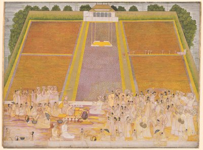 Fête de Holi dans un jardin clos avec des célébrants - Unknown artist