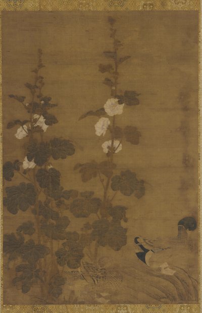 Rose trémières et canards - Unknown artist