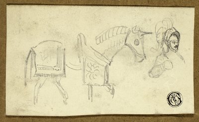Cheval et homme en armure - Unknown artist