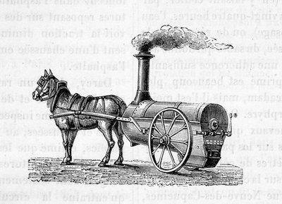Cheval tirant une machine à vapeur - dans « Les Merveilles de l