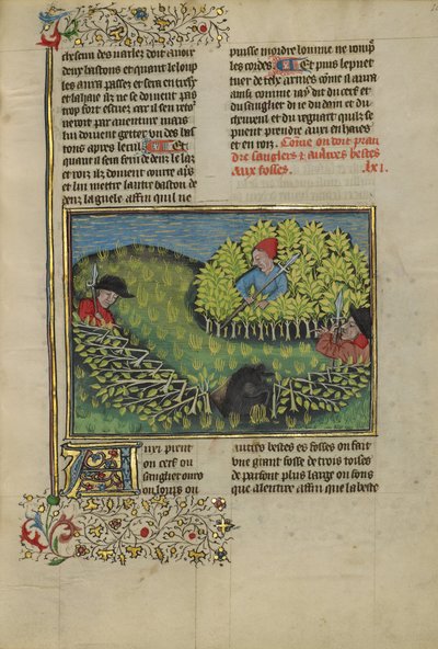 Des chasseurs poussent un sanglier dans une fosse - Unknown artist