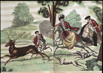 Scène de chasse - gravure - Unknown artist