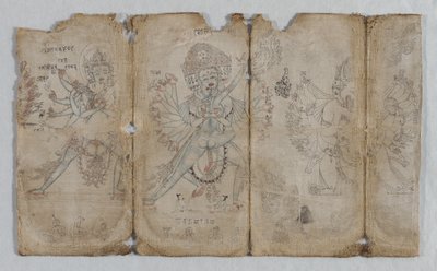 Dessins iconographiques : Chakrashamvara avec Vajravarahi, Hevajra avec Nairatmya, et Yamantaka (verso) - Unknown artist