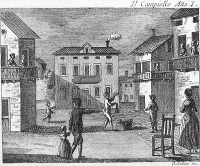 Il Campiello Acte I - Carlo Goldoni (1707-1793) - Gravure du 18ème siècle - Unknown artist