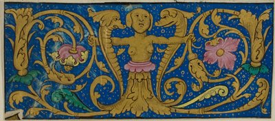 Bordure enluminée avec grotesques et flore d