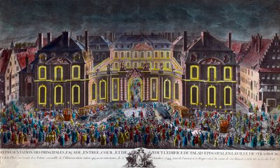 Illuminations du palais épiscopal de Strasbourg lors du séjour de Louis XV en convalescence le 5 octobre 1744 - Unknown artist