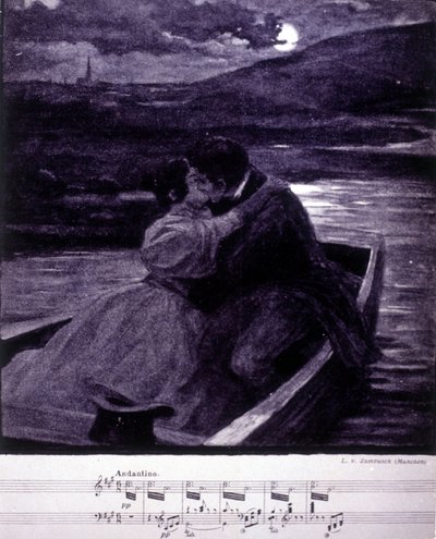 Illustration pour le Beau Danube Bleu de Johann Strauss (1825-1899) - Unknown artist