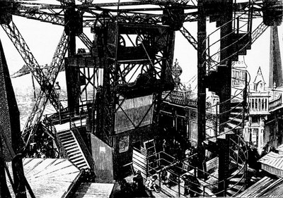 Illustration sur la construction de la Tour Eiffel. - Unknown artist
