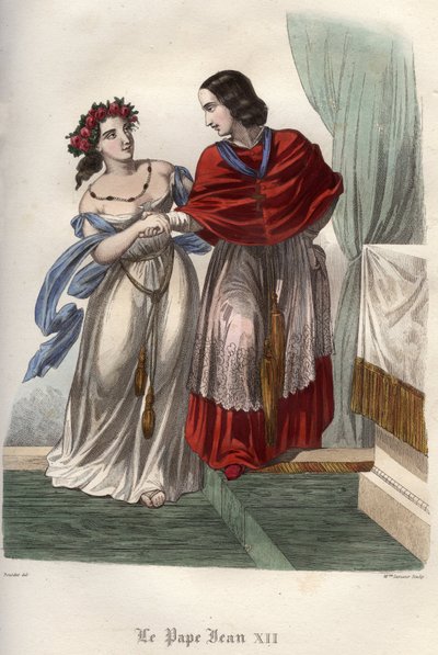 Inceste : le pape Jean XII (c.937-964) avec sa grand-mère, et présumée maîtresse, Marozia (Mariuccia, Mariozza) (c. 890-c. 936). - Unknown artist