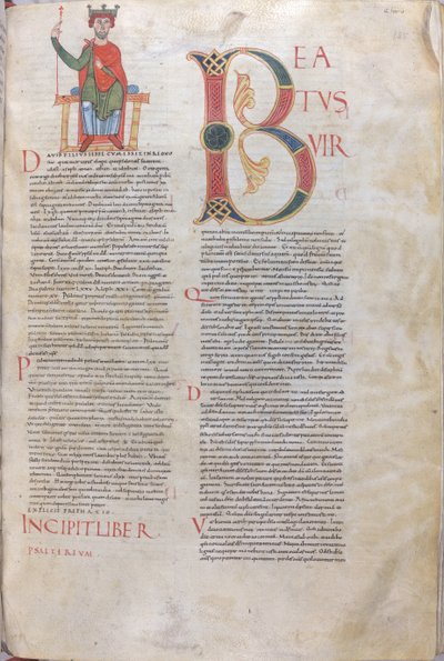 Incipit David, Beatus ; Incipit des Psaumes, XIe siècle (miniature, manuscrit membranaire) - Unknown artist