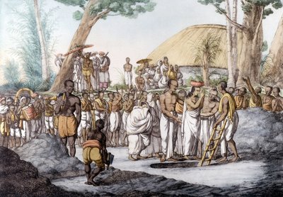 Culture et civilisation indiennes : Veuve enterrée vivante sur la tombe de son mari, Inde - Unknown artist