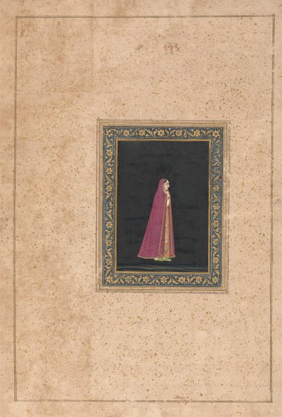 Femme indienne en robe rouge et or - Unknown artist