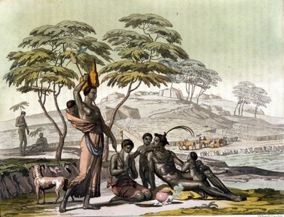 Indien du Botswana (Bechuanaland). Gravure de « Le costume ancien et moderne » par Jules Ferrario - Unknown artist