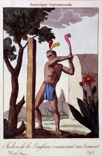 Indien de Louisiane prêtant serment - gravure - Unknown artist