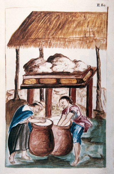 Indiens fabriquant du fromage, du livre "Trujillo del Peru" ou "Códice Martínez Compañón", par Baltazar Martinez Compañón y Bujanda, évêque de Trujillo (1782-1785) - Unknown artist