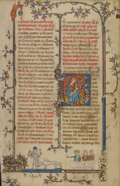 Initiale B : David joue de la harpe - Unknown artist