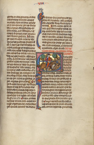 Initiale E : Un chasseur tuant un sanglier - Unknown artist
