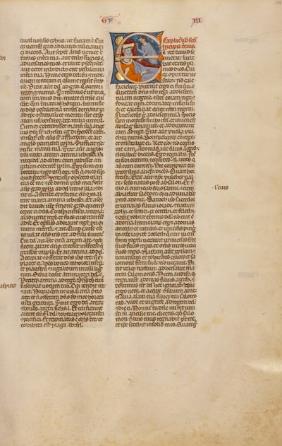 Initial E : Abishag devant David sur son lit de mort - Unknown artist