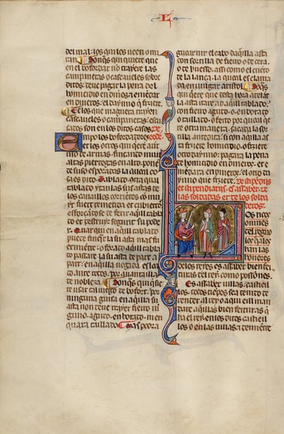 Initial L : Deux hommes devant un roi - Unknown artist