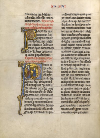 Initial P : Saint Paul remettant un livre à un messager - Unknown artist
