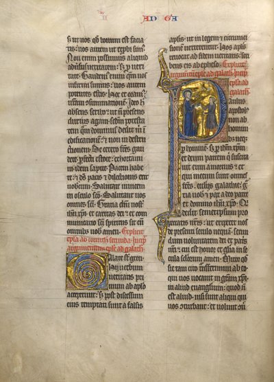 Initial P : Saint Paul remettant un livre à un messager - Unknown artist