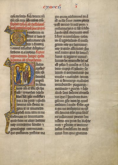 Initial P : Saint Paul avec un livre et un évêque - Unknown artist