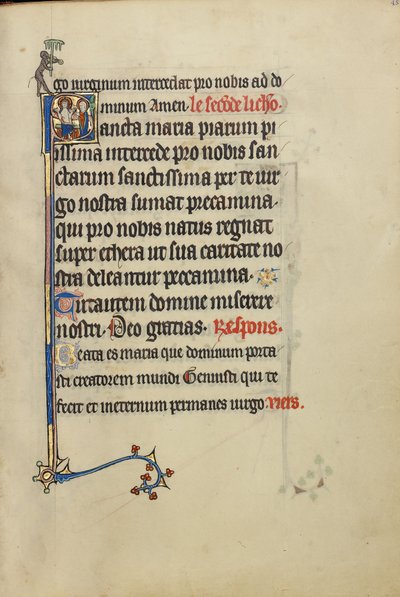 Initiale S : La Vierge Marie et le Christ montrant ses blessures - Unknown artist