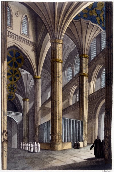 Intérieur de la cathédrale de Salamanque. Lithographie du 19ème siècle - Unknown artist