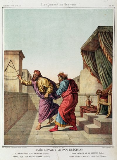 Isaïe devant le roi Ézéchias dans "Histoire Sainte", éd. Hachette - Unknown artist