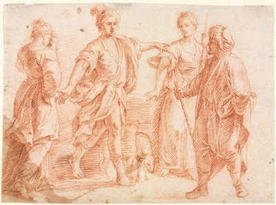 Jacob et Laban avec Rachel et Léa (recto) - Unknown artist