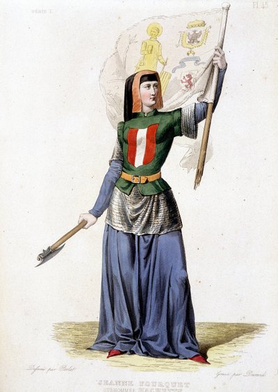 Jeanne Laisné, dite Jeanne Fourquet, surnommée Jeanne Hachette Héroïne française (1456 à ?). Gravure de 1835 - Unknown artist