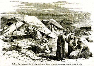 Juifs du Maroc venant se réfugier à Algesiras en Espagne au milieu du 19e siècle (gravure) - Unknown artist